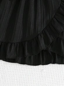 SHEIN Elladie kids Váy xòe đơn giản thoải mái cho bé gái kèm phụ kiện thắt lưng, mùa hè - màu đen - Xem 4