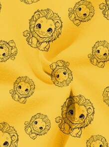 2pcs/Set Young Boy Cute Lion Print Casual Sports Outfit, Perfect For Outdoor Activities In Spring & Summer - Multicolor - View 6