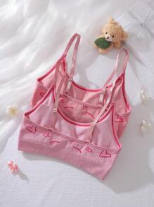 2 piezas de ropa interior cómoda y sin costuras con diseño de corazón para adolescentes chicas - Multicolor - Ver 2