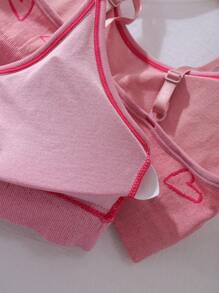 2 piezas de ropa interior cómoda y sin costuras con diseño de corazón para adolescentes chicas - Multicolor - Ver 3