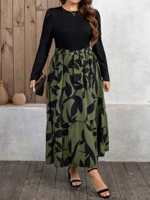 SHEIN Clasi Plus Size Simple Fashionable Casual Everyday Dress - Black - View 4