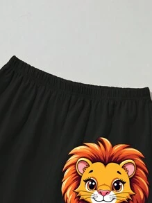 2pcs/Set Young Boy Cute Lion Print Casual Sports Outfit, Perfect For Outdoor Activities In Spring & Summer - Multicolor - View 3