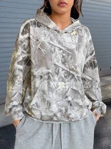 Muchica Women's Knit Tree Branch Print Drop Shoulder Long Sleeve Casual Hoodie In Fall/Winter - Multicolor - View 4