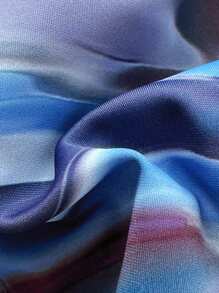 SHEIN Swim 2pcs/Set Vintage Style Allover Print Backless Beach Tie Bikini Swimwear Set For Women, For Summer Vacation - Multicolor - View 4