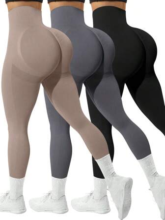 Yoga Basic 无缝高弹力运动紧身裤，简约简约风格，适合日常休闲穿着