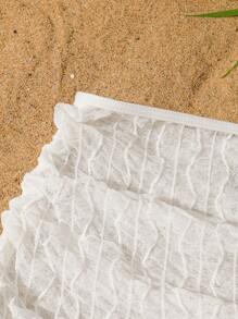 SHEIN Tween Girl 纯色抽绳简约休闲罩衫，适合休闲和度假 - 白色 - 查看 3