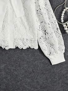 SHEIN Privé Chemise courte minimaliste à manches longues et nœud pour femme