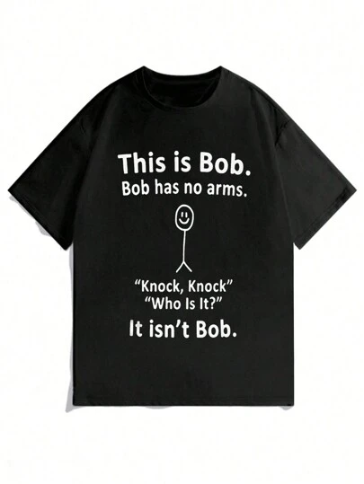 青少年男孩口号印花宽松圆领短袖休闲 T 恤