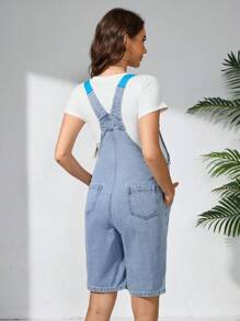 SHEIN 孕妇牛仔连衣裤和连身裤 - 淺色水洗藍 - 查看 2