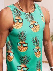 Manfinity VCAY 2pcs Men's Knitted Fashion Casual Loose Sleeveless Tank Top & Elastic Waist Straight Leg Shorts Set