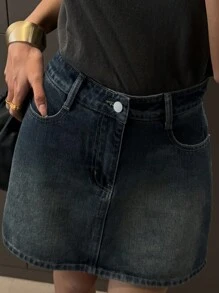 DAZY Women Casual Denim Mini Skirt, Minimalist Fashion For Daily Wear