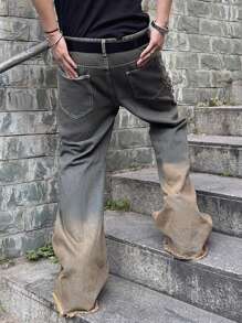 Manfinity Roghcode 男式宽松口袋直筒牛仔裤 - 藍色 - 查看 2