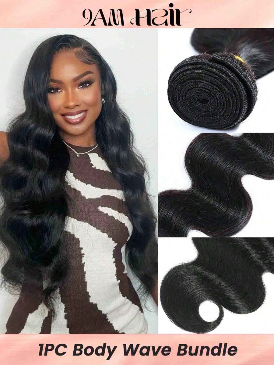 1PC Tóc bó Body Hair Tóc người chưa qua xử lý 1 Bó Tóc người nguyên chất Tóc nối Màu tự nhiên Đen cho Phụ nữ Tóc - Natural Black - Xem 1