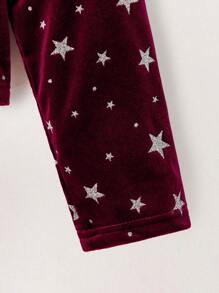 SHEIN Tween Girl Round Neck Long Sleeve Bow Decor Casual Blouse - Burgundy - View 3