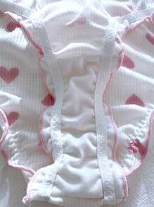 PetitDoll 3pcs Women's Bowknot Decor Ruffle Trimmed Casual Briefs Set Bowknot - Pink - View 3