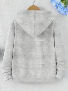 Teen Girl Casual Minimalist Urban Elegant Sweatshirt With Letter Print - Grey - View 2