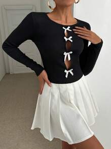 SHEIN Cottnline Front Tie Detail Two In One Package Set 2 Tshirts - Multicolor - View 10