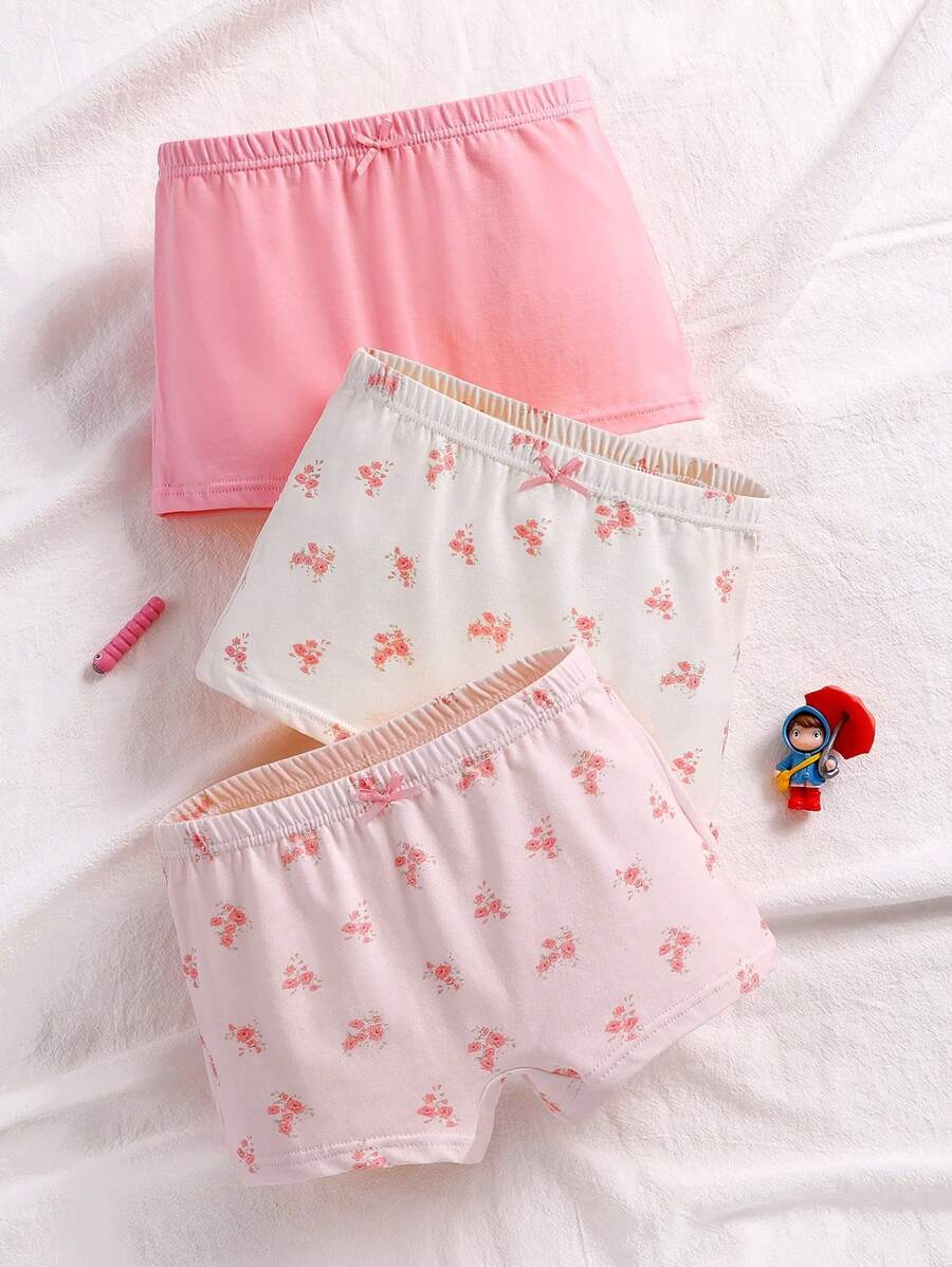 Girls' Minimalist Plum Blossom Ditsy Floral Casual Plain Patterned Boxer Brief Panties Cute Clothes For Girls Set Clothes For Girls Young Girls Clothing Sets Summer Clothes Clothes For Girls 8
