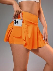 CourtClass Women Skirt With Undershorts Pockets Suitable For Badminton, Tennis, Yoga, Fitness, Running, Marathon Sports Athletic Skirt