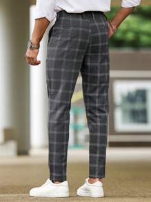 Manfinity Homme Men's Front Button Pocket Plaid Casual Dress Pants - Multicolor - View 2