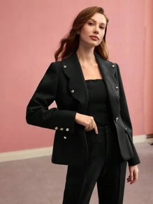 MOTF PREMIUM BLAZER CON BOTÓN ÚNICO Y RIBETE DE ESCAMA