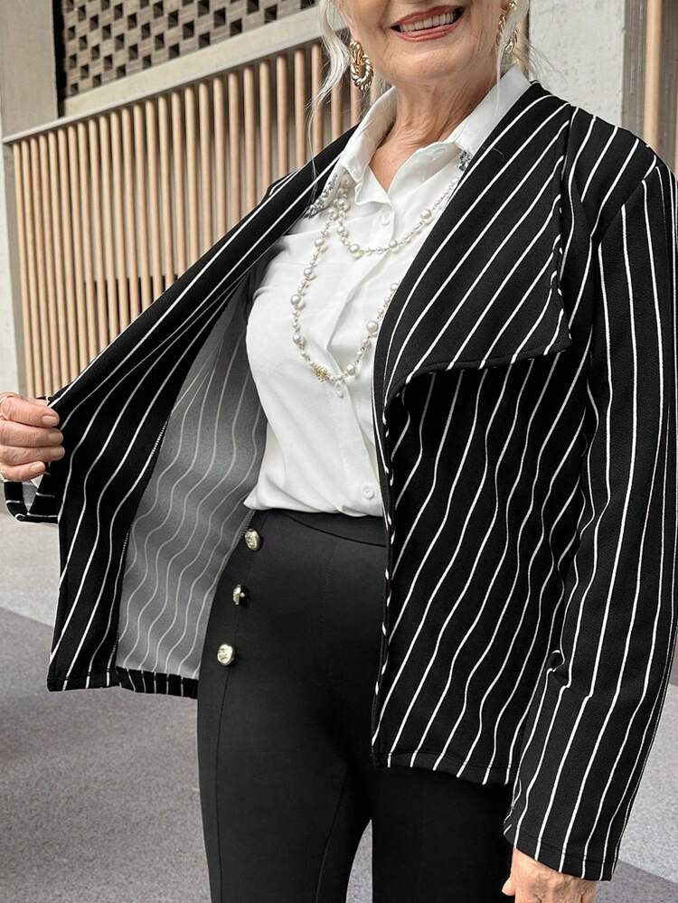 Casual Versatile Striped Jacket For Commuting, Autumn