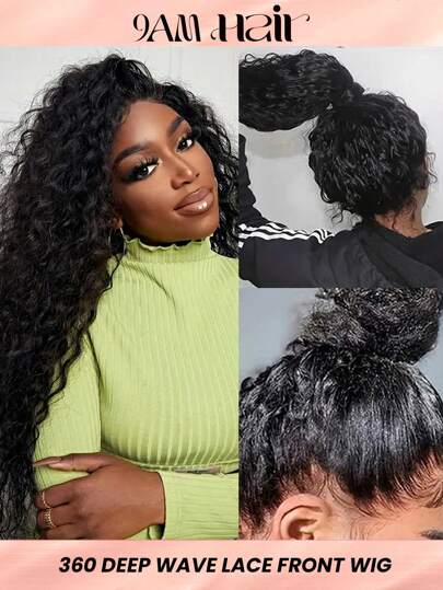 360 Deep Wave Lace Front Wigs Human Hair Pre Plucked With Baby Hair 180% Density Transparent Lace Frontal Human Hair Wigs For Women Natural Color