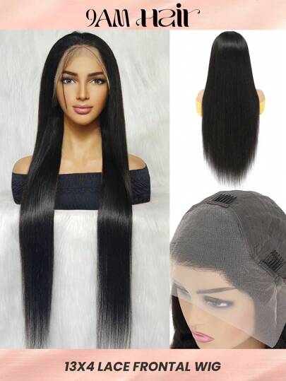 Density Pro Transparent Lace Frontal Wig Virgin Human Hair Long Silky Straight 13 X 4 Pre Plucked Hairline Natural Black Color Swiss Lace Front Wigs with Baby Hair for Women High Density 180% 200% 250%