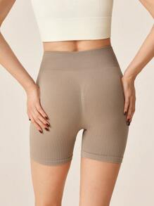 Lifespree Women Solid High Waist Slim Casual Sports Shorts Spandex Short