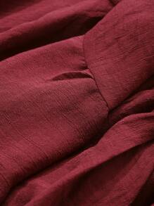 DAZY 女士纯色不对称下摆休闲红色半身裙，适合度假和秋季穿着 - 粉色 - 查看 8