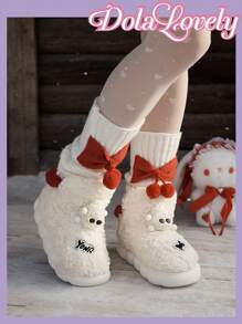 Dola Lovely Autumn/Winter Cute Cactus Plush Slip-On Slippers, Thick Sole Warm Indoor Slippers For Women New Year Holiday Valentines