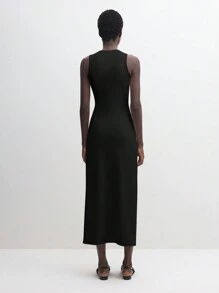 BizChic Vestido de verano 2025 nuevo con diseño de corbata a la cintura, cuello redondo sin mangas, color negro. Vestido informal y elegante para uso diario, adecuado para invitados de boda, festivales de música country, brunch, atuendo de aeropuerto, estilo retro de los 90 de Estocolmo, 4 de julio