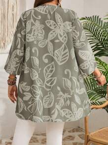 EMERY ROSE Chaqueta verde estilo boho con mangas 3/4 con estampado para mujer de talla grande para primavera y verano, cárdigan para mujer, vacaciones, Día de San Patricio, decoración navideña verde, Día de San Patricio