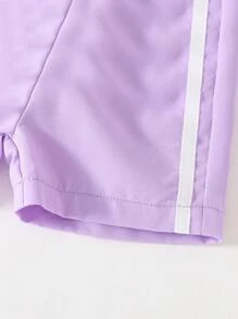 SHEIN 3pcs/Set Baby Girls Colorblock Elastic Waist Casual Sports Shorts, Soft, Versatile, Suitable For Summer, New Arrival - Multicolor - View 3