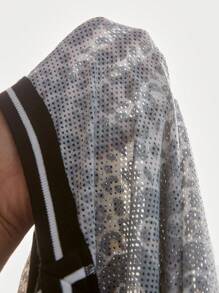 SHEIN Ragazza adolescente, 2 pezzi, abbigliamento per tempo libero e sport, nuova Maglietta casual oversize con scollo a V e stampa leopardata e leggings neri