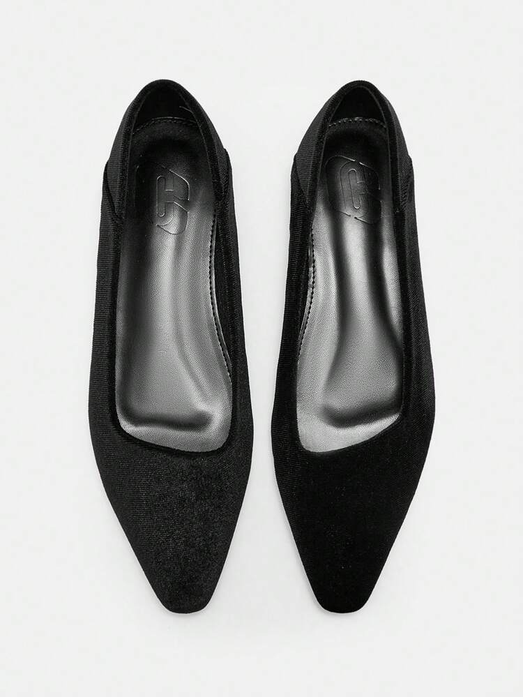 CUCCOO BIZCHIC Women Square Toe Comfortable Suede Flats, Elegant Classic Black Slip-On Loafers For Commuting, Spring Outfit