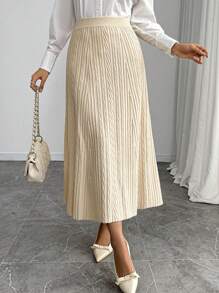 SHEIN Lady Falda suéter de punto liso para mujer, para uso diario casual