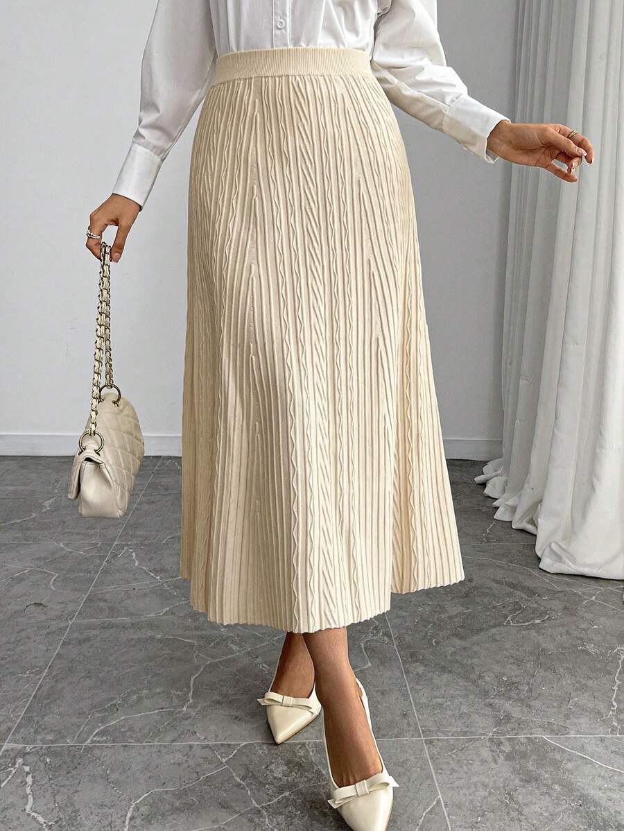 SHEIN Lady Falda suéter de punto liso para mujer, para uso diario casual