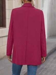 SHEIN LUNE Blazer de mujer de manga larga, con solapa entallada y doble botonadura, unicolor, para otoño