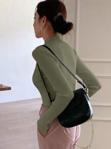 DAZY Women's Solid Color Slim Fit Basic Pullover Sweater,Fall Clothes - Mint Green - View 2