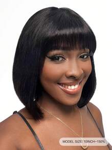Short Bob Human Hair Wigs With Bangs None Lace Front Wigs Brazlian Straight Hair Machine Made Bob Wig For  Natural Color - S1 - View 3