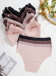 Shein Underwear&Sleepwear Basics 8 pièces Ensemble de soutien-gorge sans couture avec sangles amovibles en silicone et ourlet à vague confortable