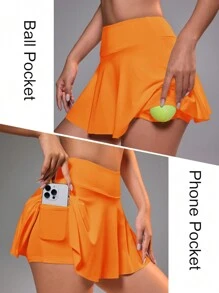 CourtClass Women Skirt With Undershorts Pockets Suitable For Badminton, Tennis, Yoga, Fitness, Running, Marathon Sports Athletic Skirt