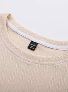 Manfinity Homme Plus Size Men Plain Color Round Neck Short Sleeve Top And Shorts 2pcs Set - Khaki - View 4