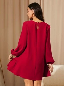 MaterniChic Vestido caqui de manga larga suelto y casual para maternidad, vestido corto para otoño/invierno, apto para oficina/trabajo/celebraciones para mujeres curvilíneas