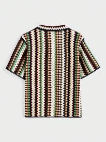 Manfinity VCAY Camisa polo de manga larga de punto holgada y casual para jóvenes - Multicolor - Ver 2