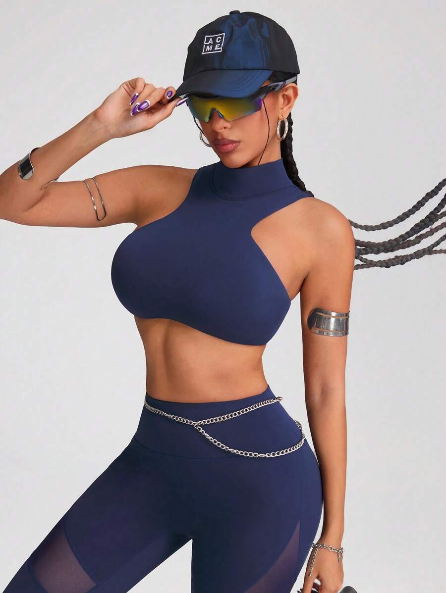 Innovista مجموعة رياضية للمرأة مكونة من قطعتين، صدرية رياضية مهواة بتصميم مفتوح وسروال ضيق بخصر عالي للتحكم في البطن، مرن وجاف للتمارين الرياضية، ملابس علوية رياضية مفتوحة وسروال رياضي بتصميم مفتوح، بدلة رياضية حديثة وفريدة، مناسبة للمهرجانات والخارج والتخييم والتدريب والدراجات والجري والرقص وحفلات الموسيقى والملابس الداخلية، بلون أزرق فاتح، مناسبة للخريف وعيد الحب - أزرق بحري - مشاهدة 1