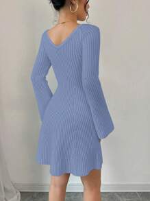 Chiquease Women's Solid Color Long Sleeve Sweater Dress, Minimalist Casual For Everyday Wear Fall Cloth For Women