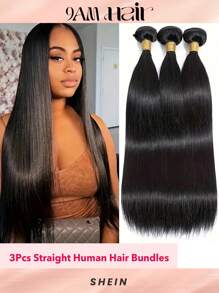 3 piezas Extensiones de cabello humano Remy de color natural de 12A para mujeres - SNatural - Ver 1