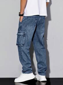 Manfinity Hypemode Men's Casual Cargo Jeans, Minimalist & Fashionable For Everyday Wear